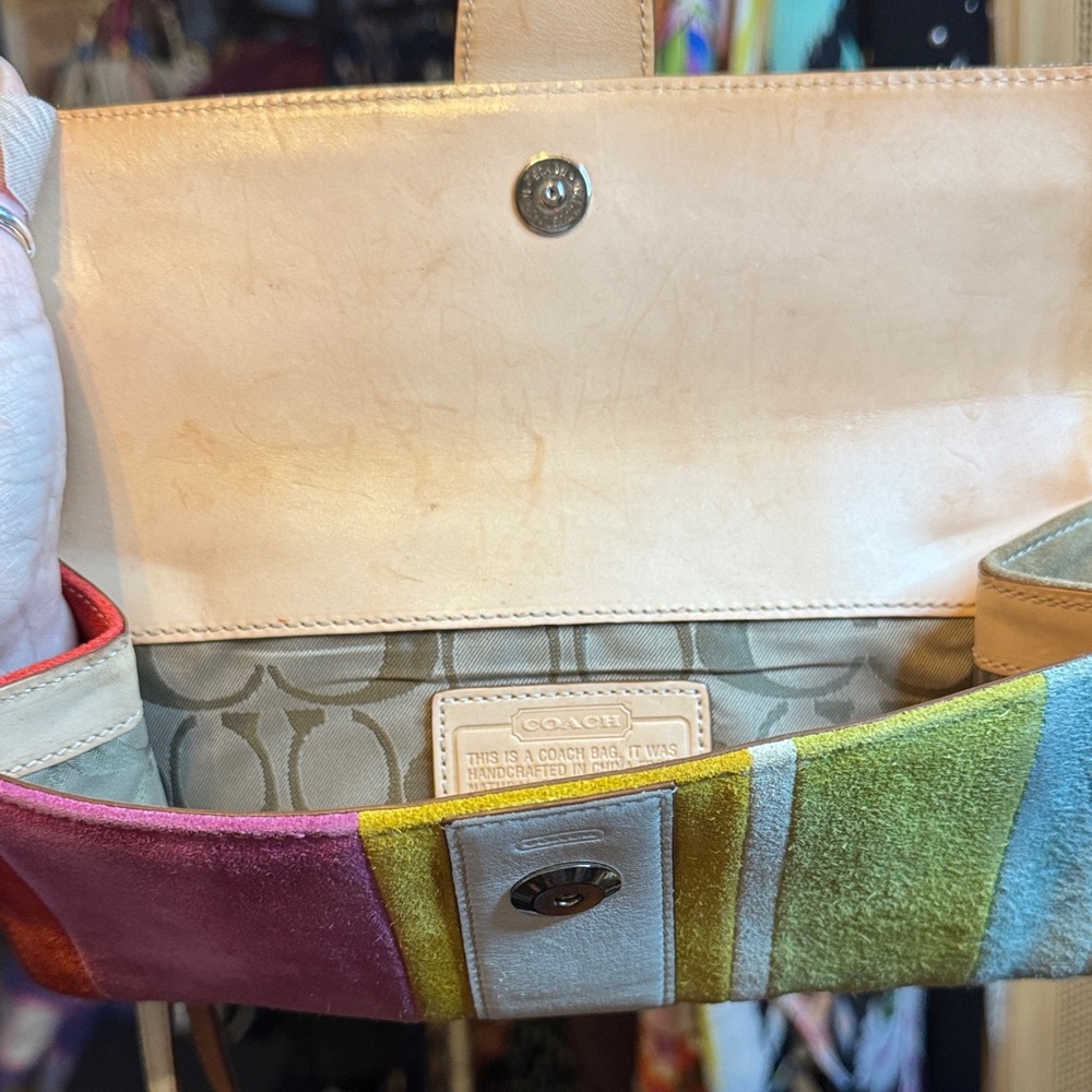 Coach 2003 Suede & Leather Legacy Multicolored Striped Clutch - EUC & RARE! - Picture 4 of 10